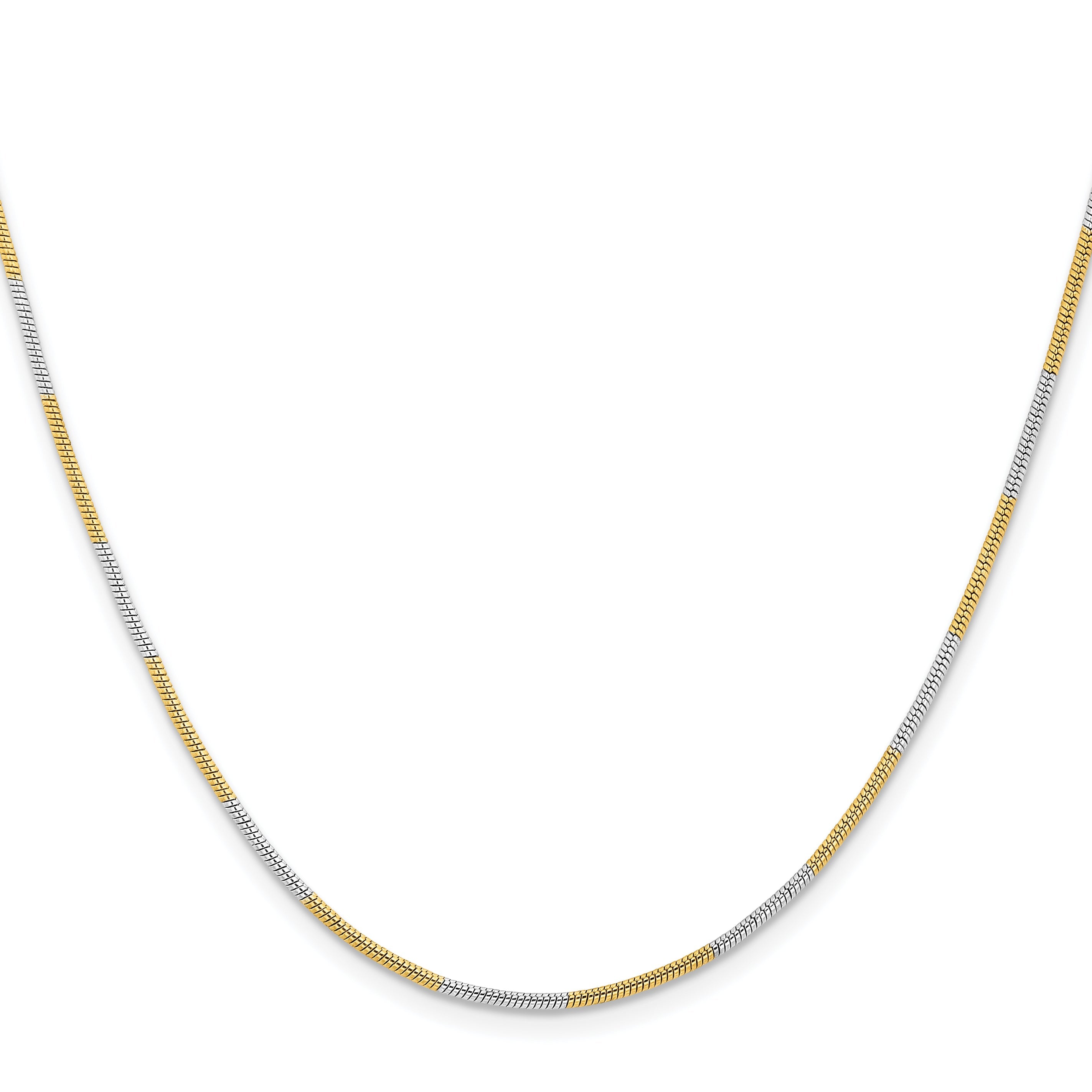 Brass/White Chisel Two-Tone Brass 1.00mm 20 Inch Snake Chain Necklace