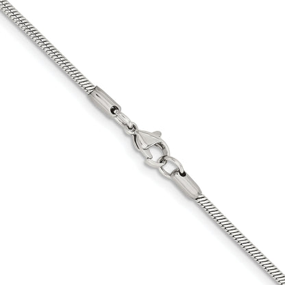 Stainless Steel Chisel Polished 2mm 22 Inch Snake Chain Necklace