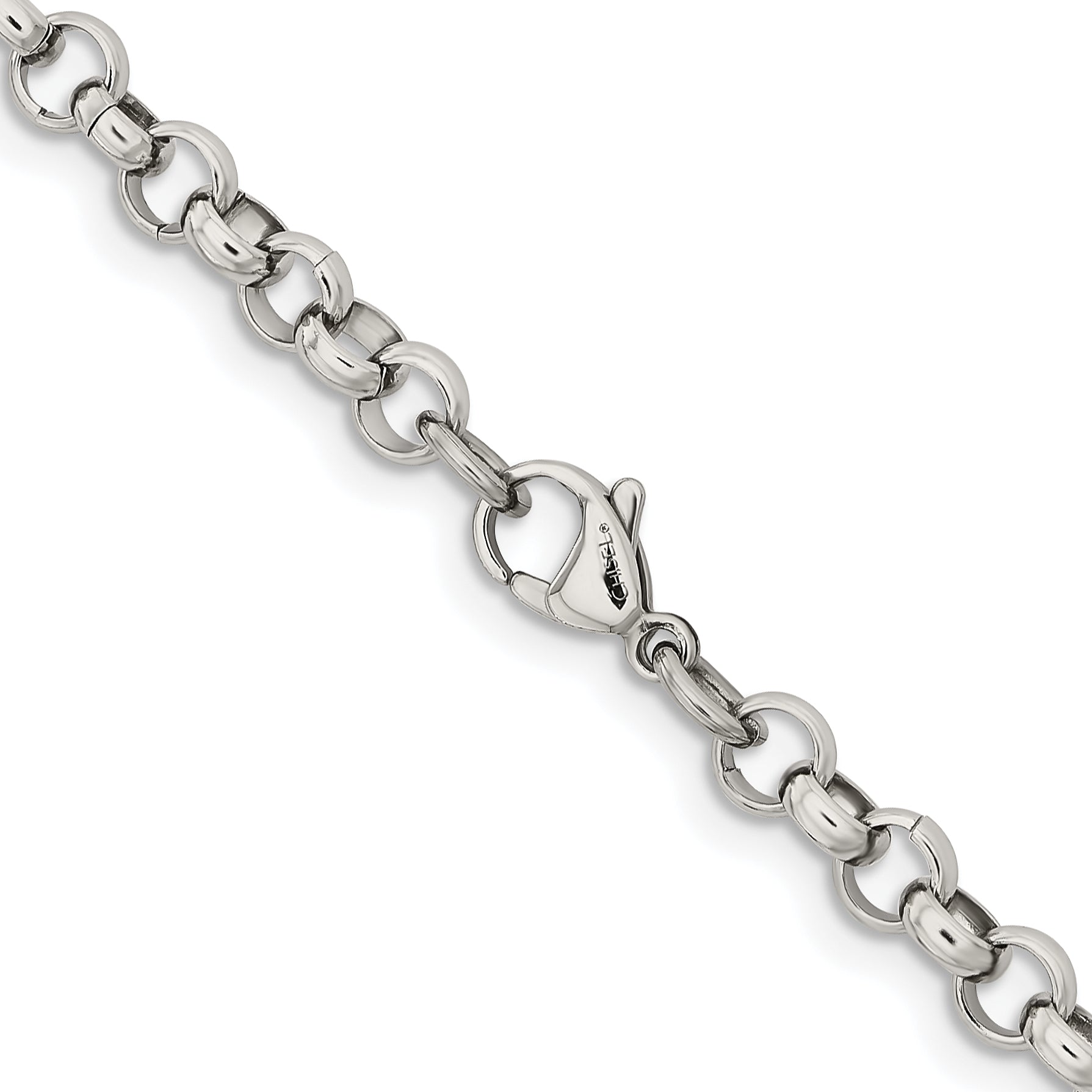 Stainless Steel Chisel Polished 6mm 18 Inch Rolo Chain Necklace