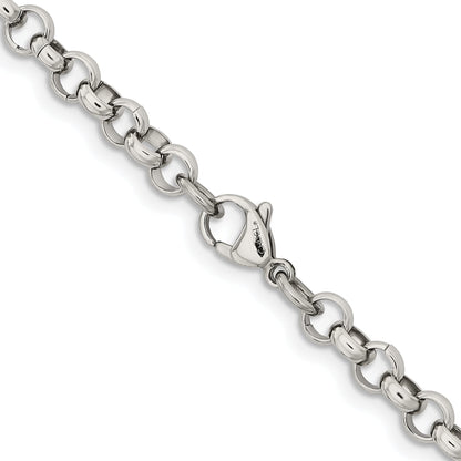Stainless Steel Chisel Polished 6mm 18 Inch Rolo Chain Necklace
