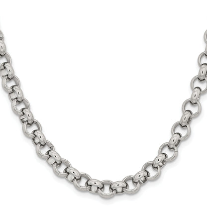 Stainless Steel Chisel Polished 8mm 18 Inch Rolo Chain Necklace