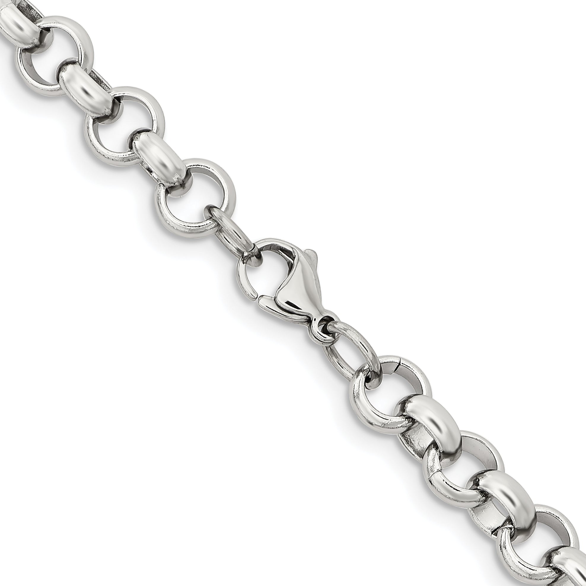 Stainless Steel Chisel Polished 8mm 18 Inch Rolo Chain Necklace