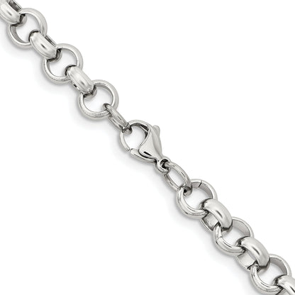 Stainless Steel Chisel Polished 8mm 18 Inch Rolo Chain Necklace