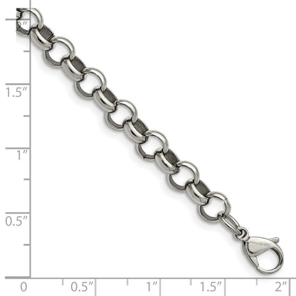 Stainless Steel Chisel Polished 8mm 7.75 Inch Rolo Chain Bracelet