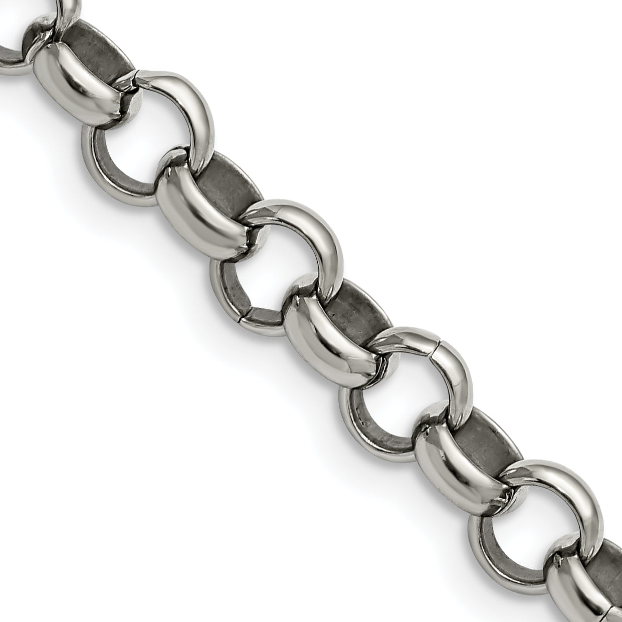 Stainless Steel Chisel Polished 8mm 18 Inch Rolo Chain Necklace