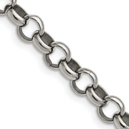 Stainless Steel Chisel Polished 8mm 18 Inch Rolo Chain Necklace
