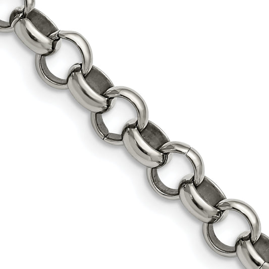 Stainless Steel Chisel Polished 8mm 18 Inch Rolo Chain Necklace