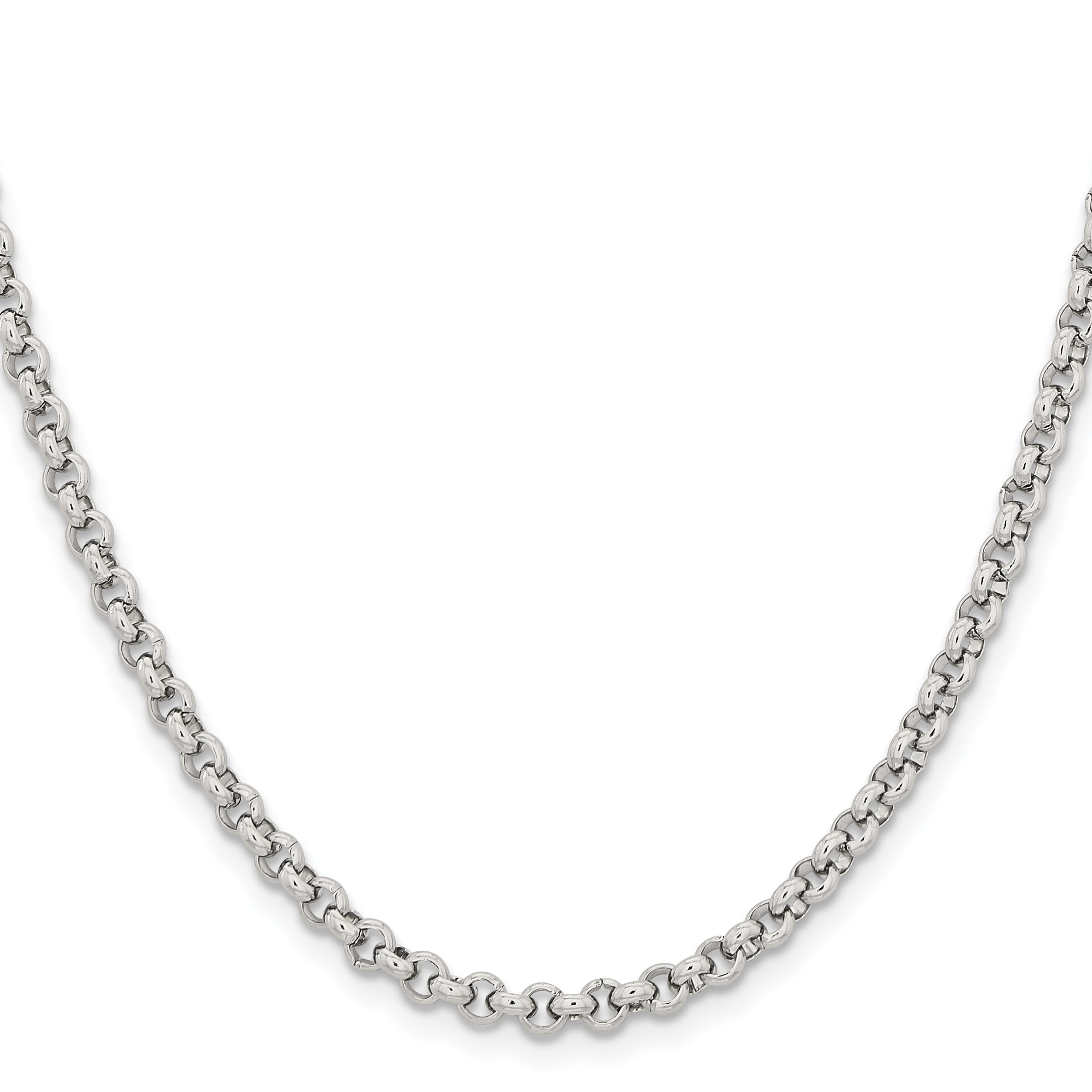 Stainless Steel Chisel Polished 3.9mm 24 Inch Rolo Chain Necklace