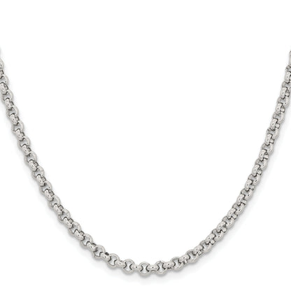 Stainless Steel Chisel Polished 3.9mm 24 Inch Rolo Chain Necklace