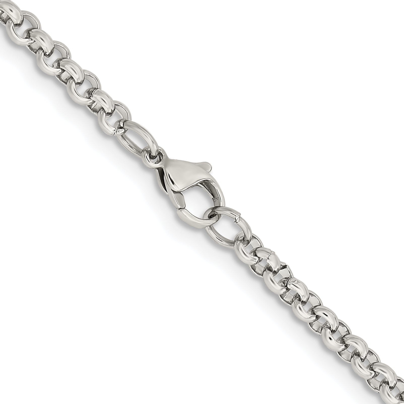 Stainless Steel Chisel Polished 3.9mm 18 Inch Rolo Chain Necklace