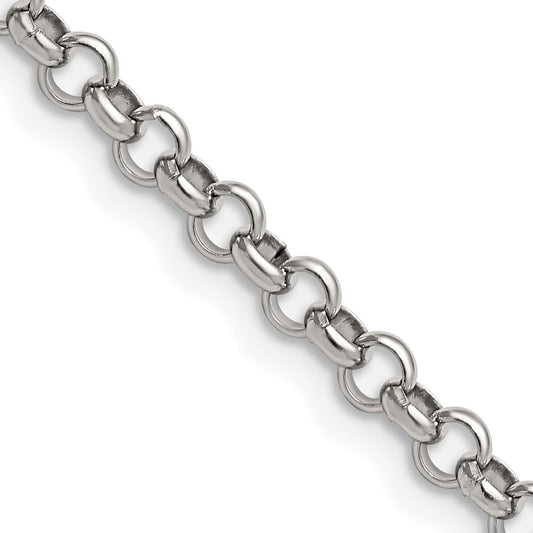 Stainless Steel Chisel Polished 4.6mm 18 Inch Rolo Chain Necklace