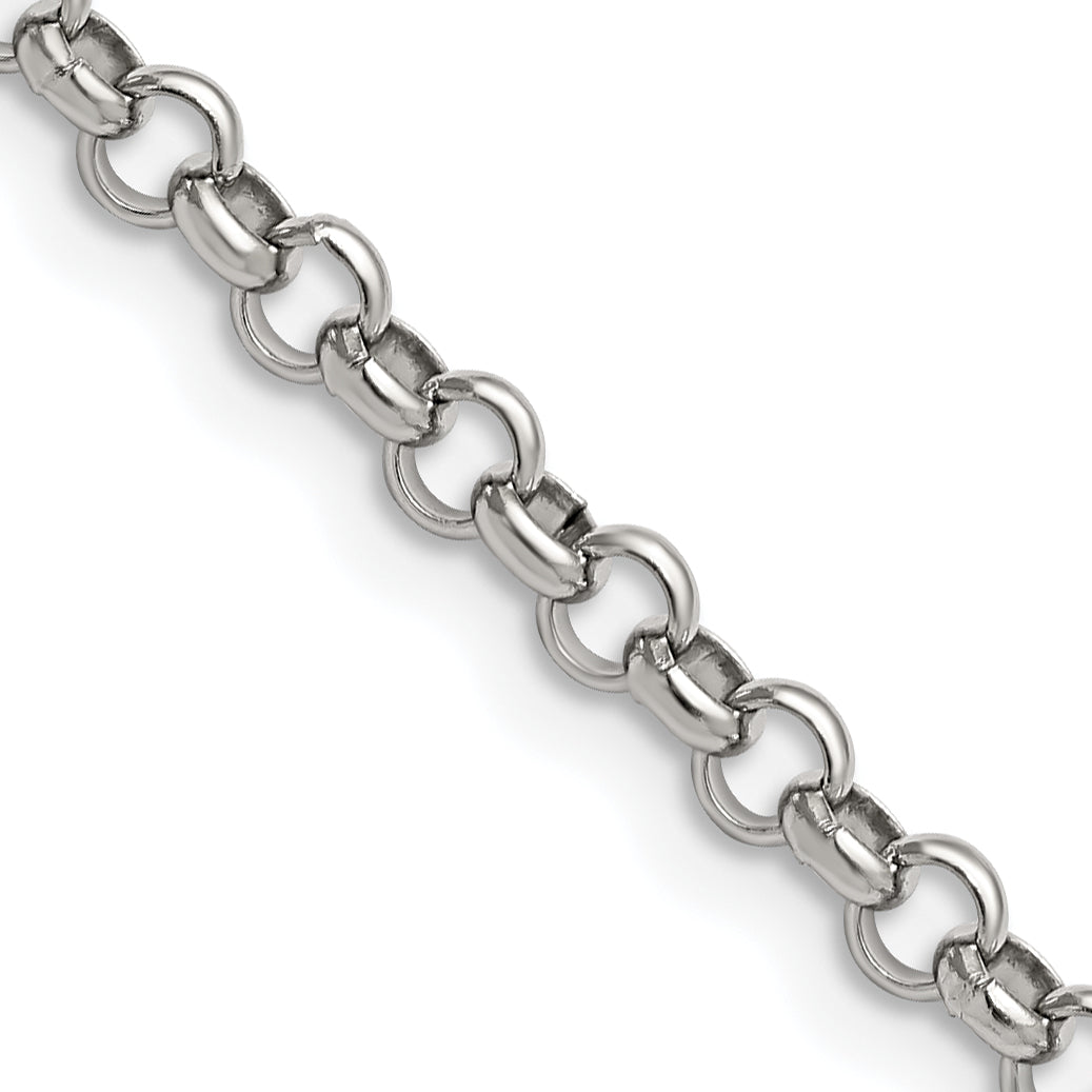 Stainless Steel Chisel Polished 4.6mm 36 Inch Rolo Chain Necklace