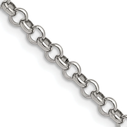 Stainless Steel Chisel Polished 4.6mm 36 Inch Rolo Chain Necklace
