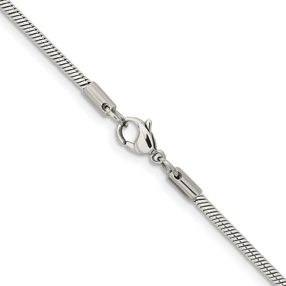 Stainless Steel Chisel Polished 2.4mm 30 Inch Snake Chain Necklace