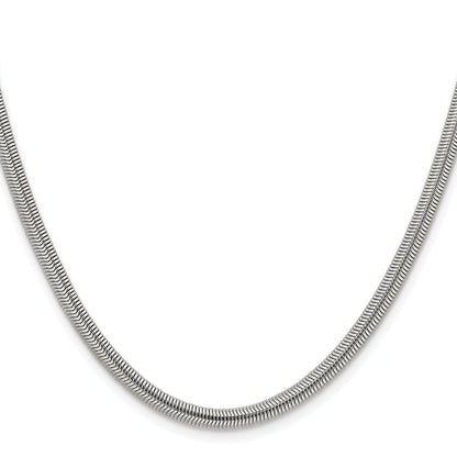 Stainless Steel Chisel Polished 4.2mm 30 Inch Flat Snake Chain Necklace