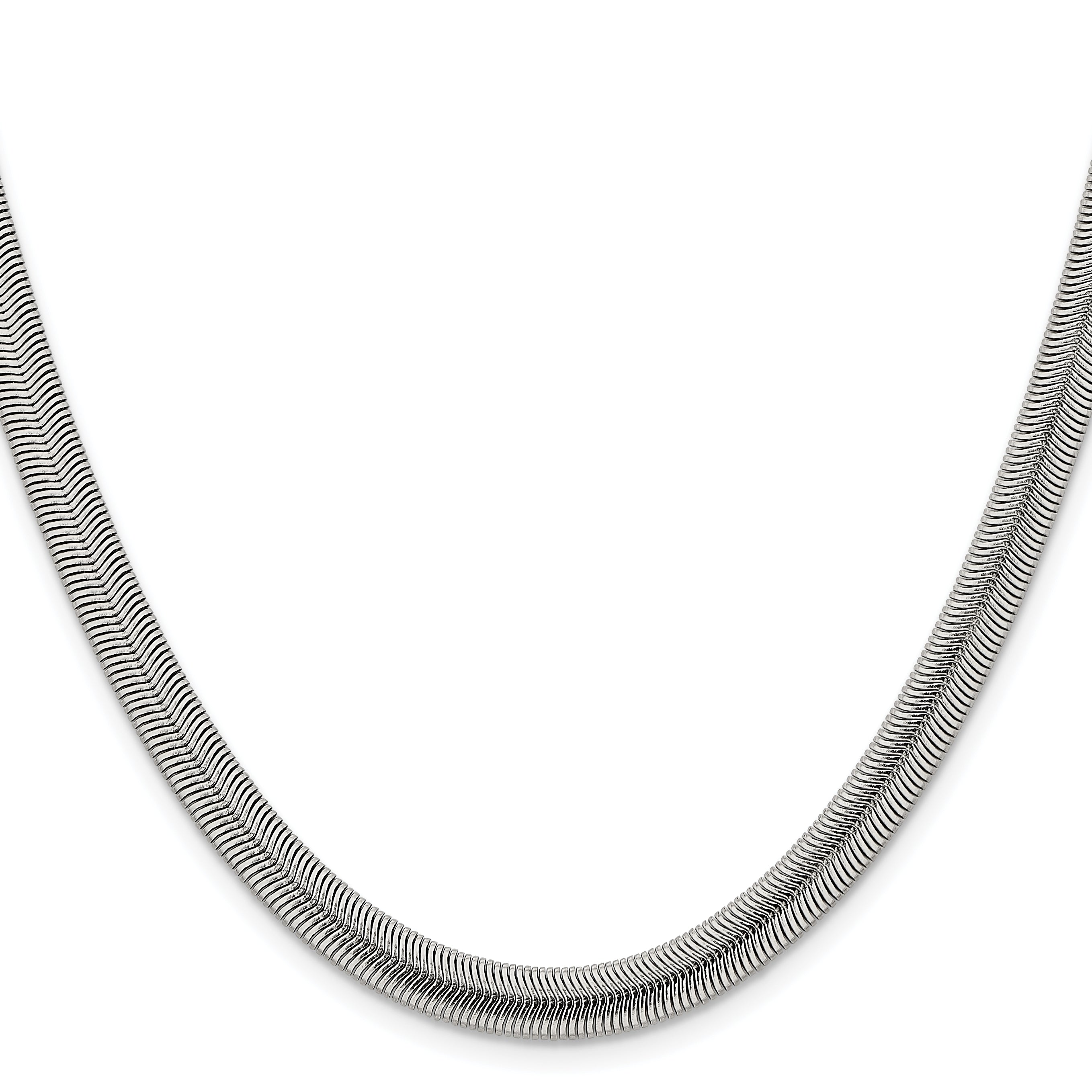Stainless Steel Chisel Polished 6.2mm 24 Inch Flat Snake Chain Necklace