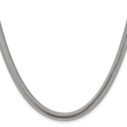 Stainless Steel Chisel Polished 6.2mm 24 Inch Flat Snake Chain Necklace