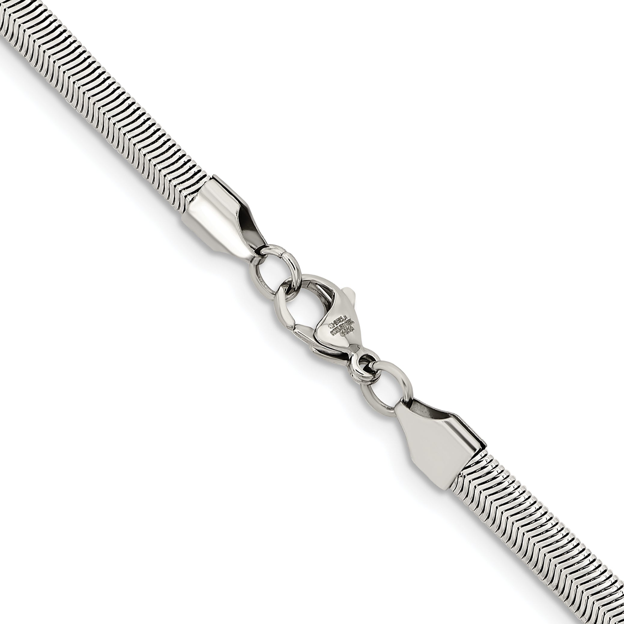 Stainless Steel Chisel Polished 6.2mm 24 Inch Flat Snake Chain Necklace