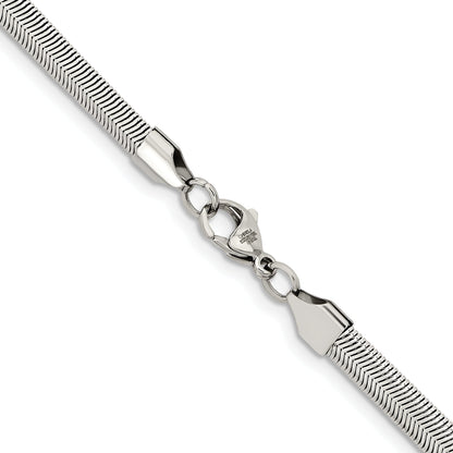 Stainless Steel Chisel Polished 6.2mm 24 Inch Flat Snake Chain Necklace