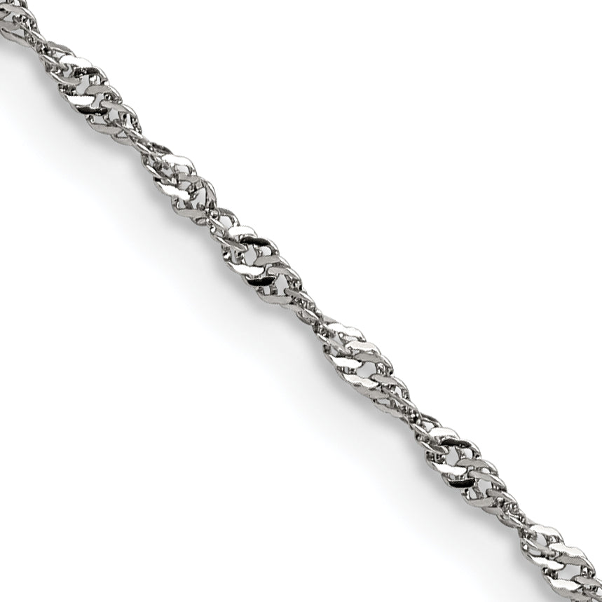 Stainless Steel Chisel Polished 2mm 18 Inch Singapore Chain Necklace