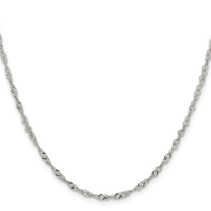 Stainless Steel Chisel Polished 2.5mm 18 Inch Singapore Chain Necklace
