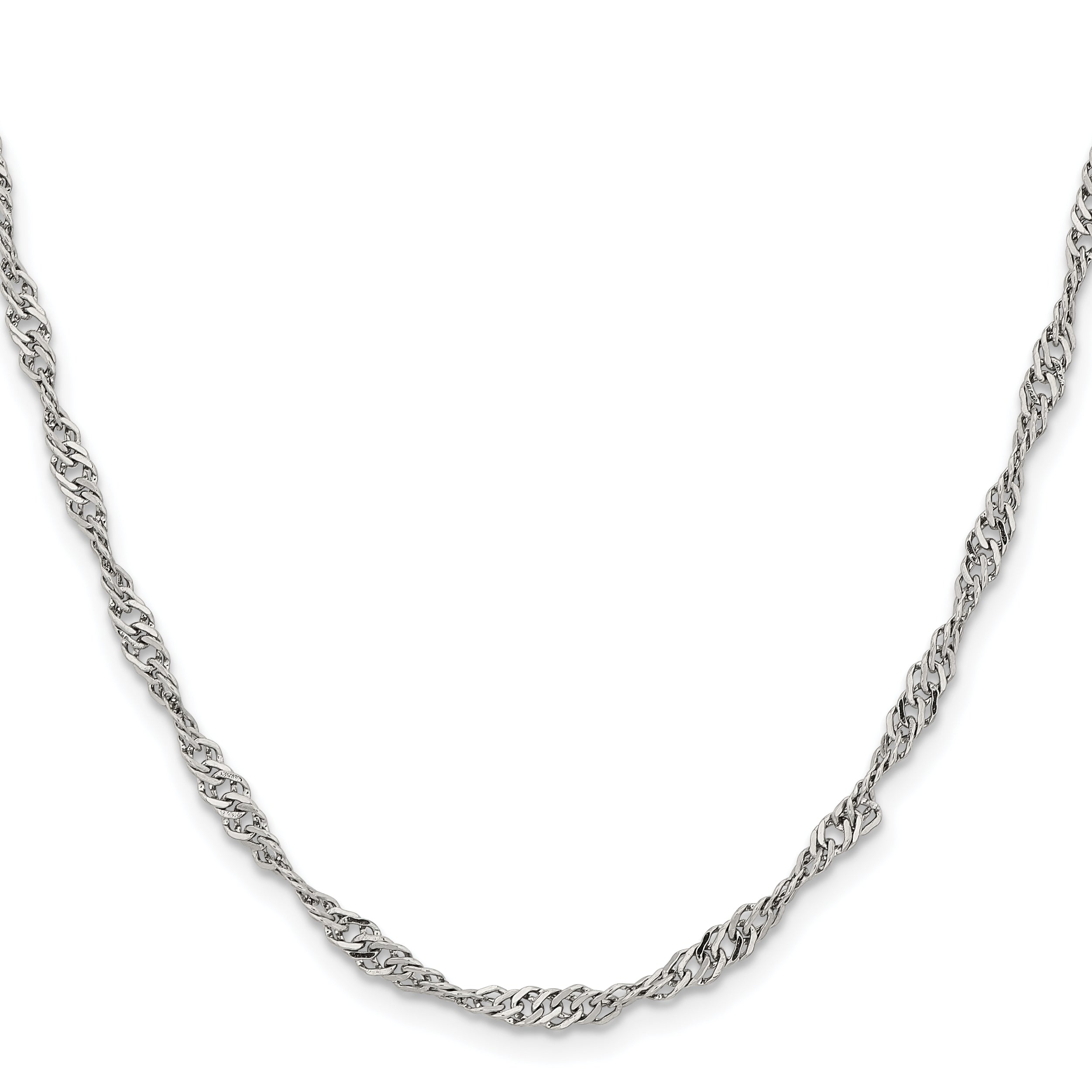 Stainless Steel Chisel Polished 3mm 24 Inch Singapore Chain Necklace