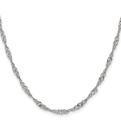Stainless Steel Chisel Polished 3mm 24 Inch Singapore Chain Necklace