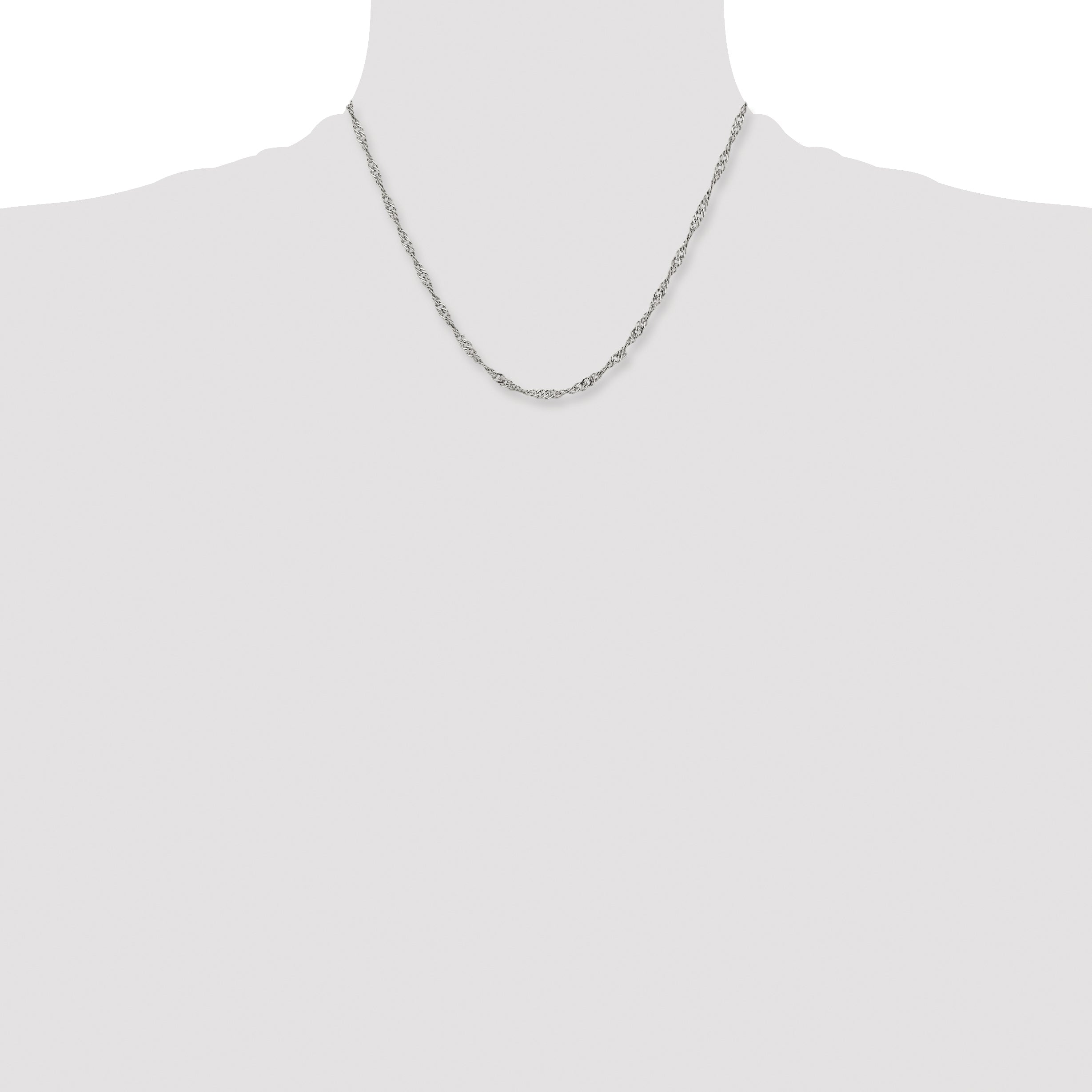 Stainless Steel Chisel Polished 3mm 18 Inch Singapore Chain Necklace