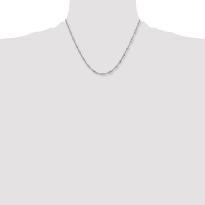 Stainless Steel Chisel Polished 3mm 18 Inch Singapore Chain Necklace