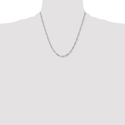 Stainless Steel Chisel Polished 3mm 20 Inch Singapore Chain Necklace