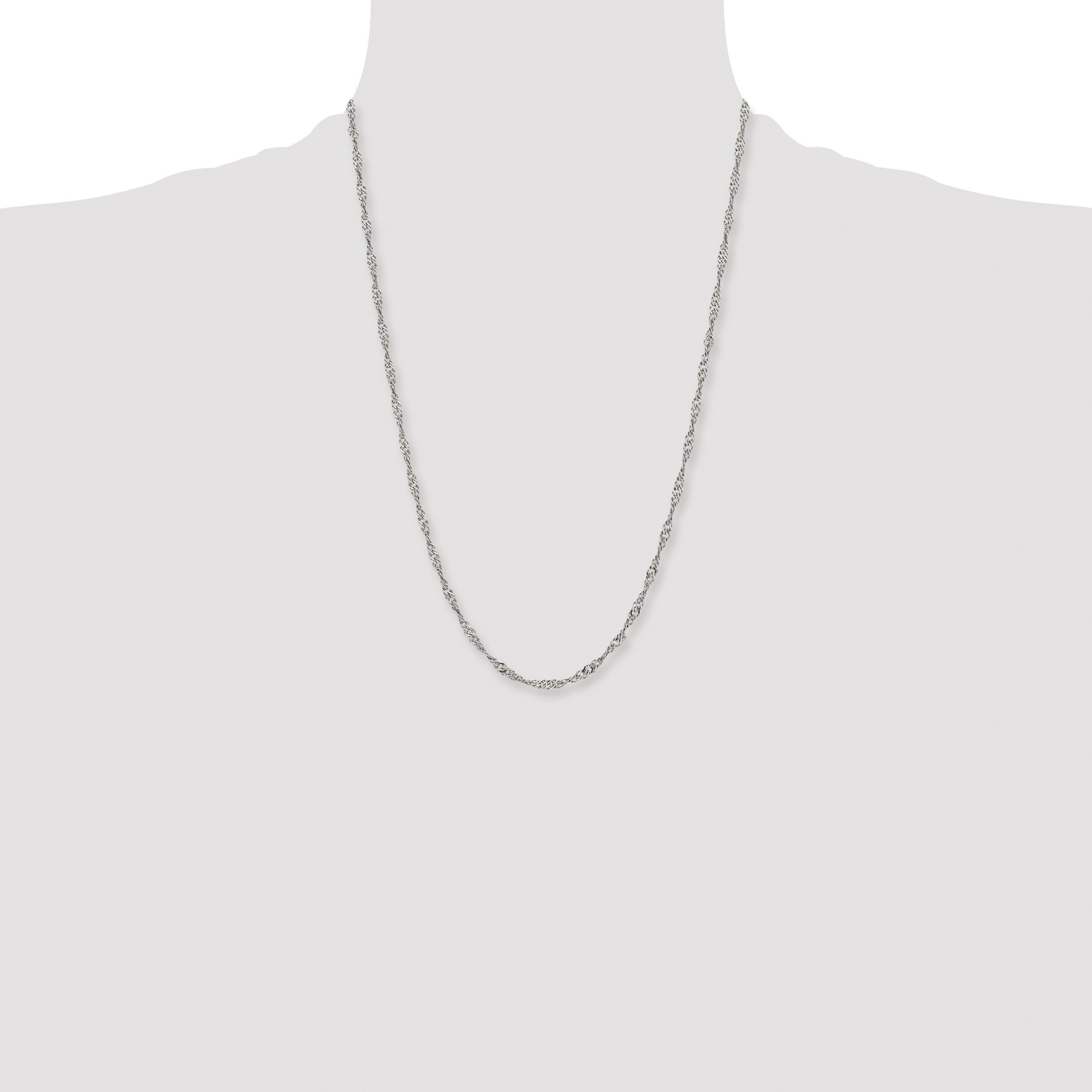 Stainless Steel Chisel Polished 3mm 24 Inch Singapore Chain Necklace