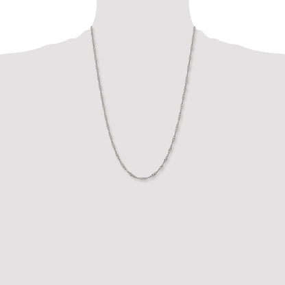 Stainless Steel Chisel Polished 3mm 24 Inch Singapore Chain Necklace