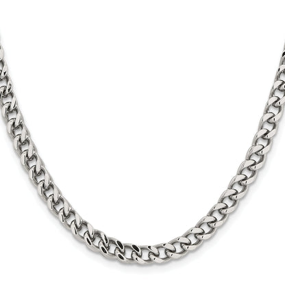 Stainless Steel Chisel Polished 5.5mm 22 Inch Franco Chain Necklace