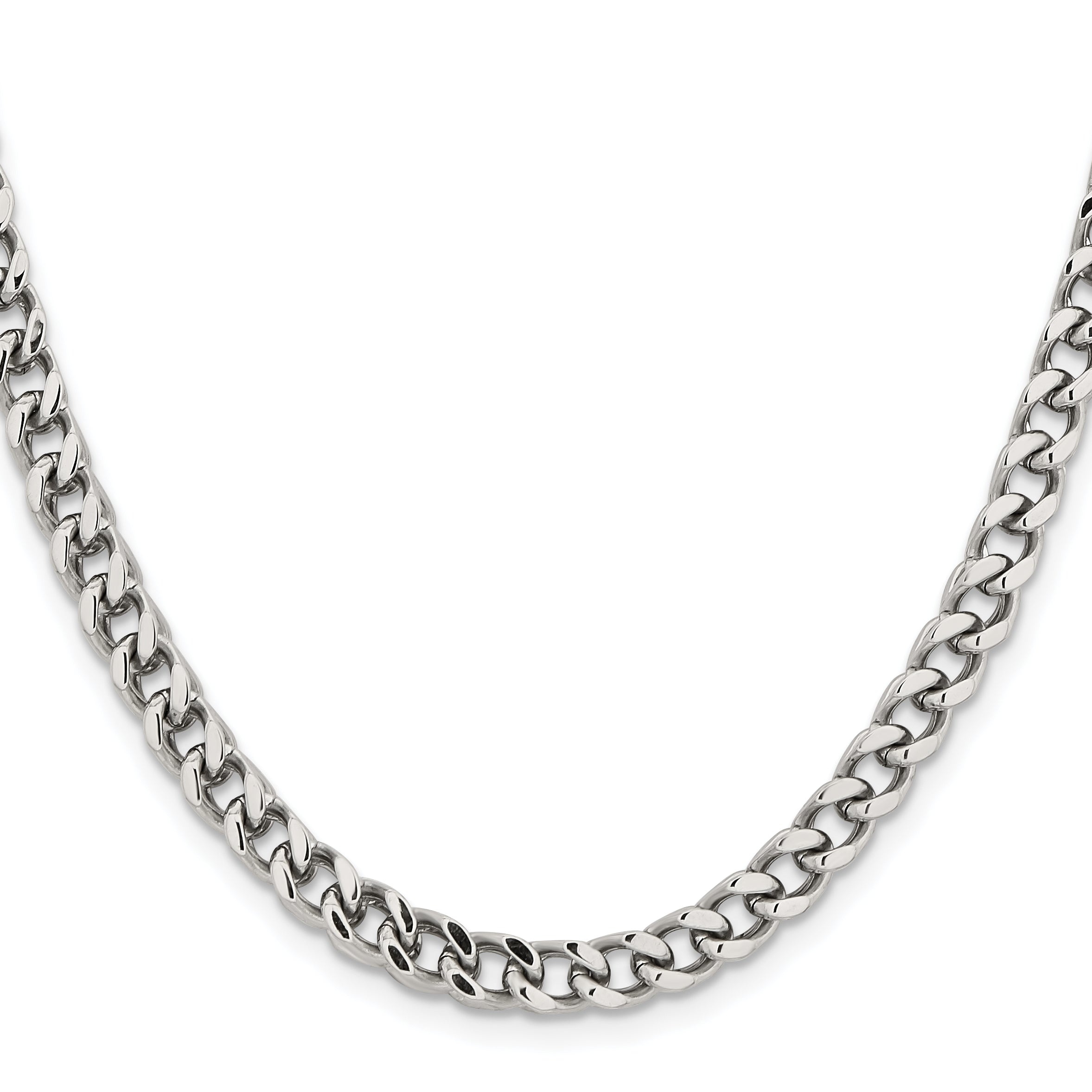 Stainless Steel Chisel Polished 5.5mm 24 Inch Franco Chain Necklace