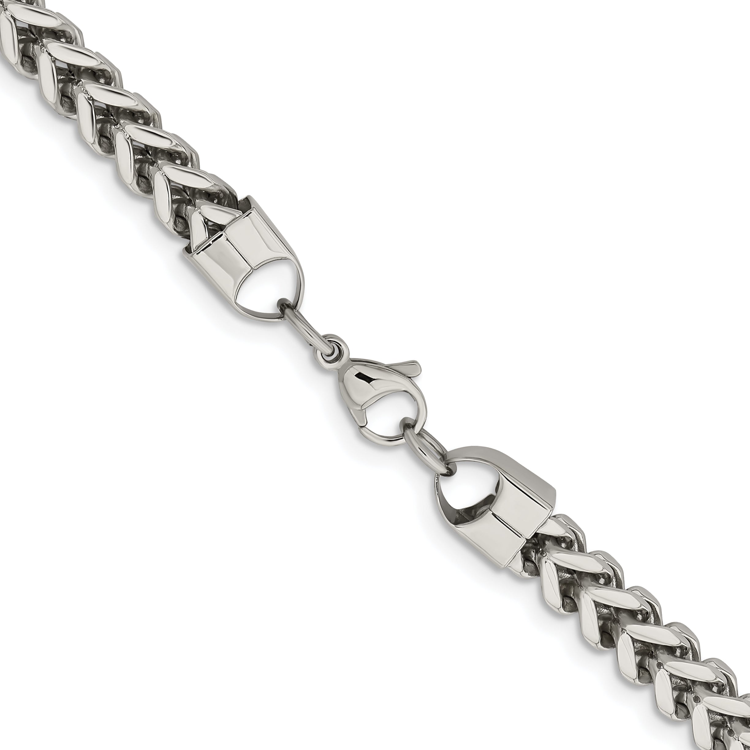 Stainless Steel Chisel Polished 6.75mm 22 Inch Franco Chain Necklace