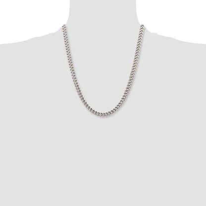 Stainless Steel Chisel Polished 6.75mm 22 Inch Franco Chain Necklace