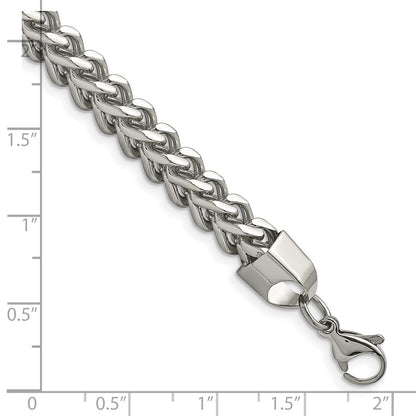 Stainless Steel Chisel Polished 6.75mm 9 Inch Franco Chain Bracelet