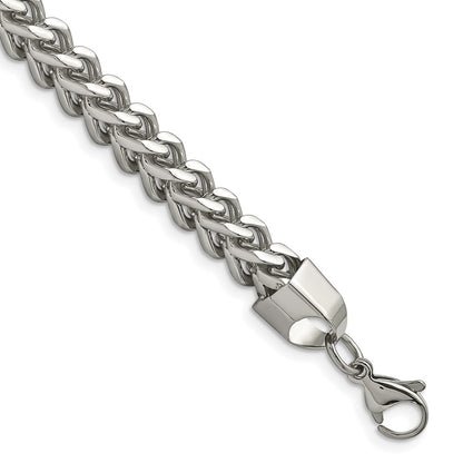 Stainless Steel Chisel Polished 6.75mm 9 Inch Franco Chain Bracelet