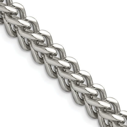 Stainless Steel Chisel Polished 6.75mm 22 Inch Franco Chain Necklace