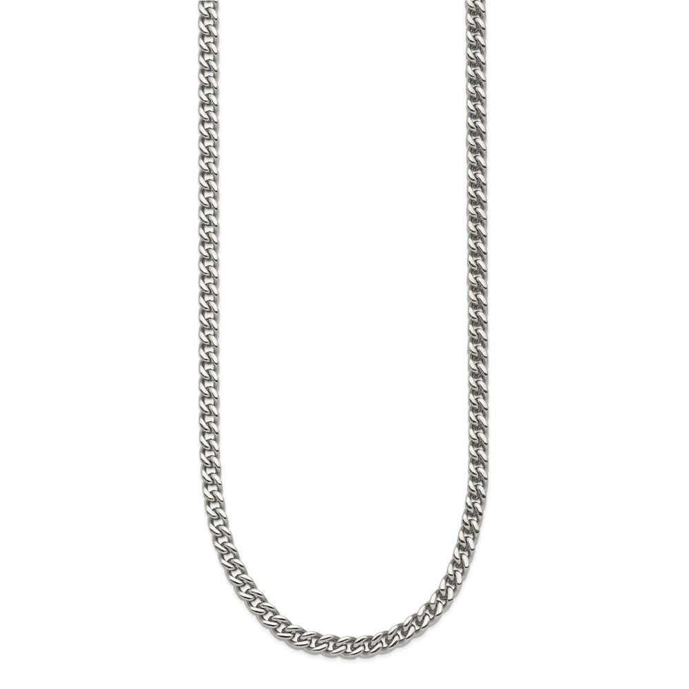 Stainless Steel Chisel Polished 24 Inch Franco Chain Necklace