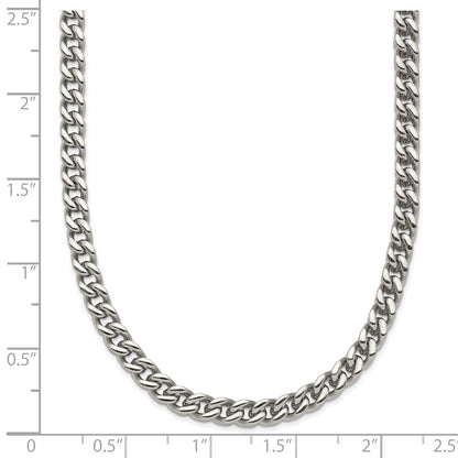 Stainless Steel Chisel Polished 24 Inch Franco Chain Necklace