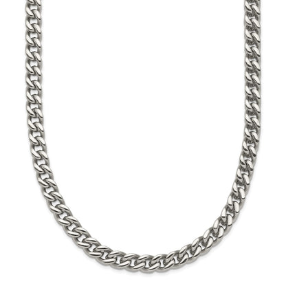 Stainless Steel Chisel Polished 24 Inch Franco Chain Necklace