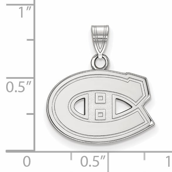 Sterling Silver Rhodium Plated Nhl Logoart Montreal Canadiens Small Pendant