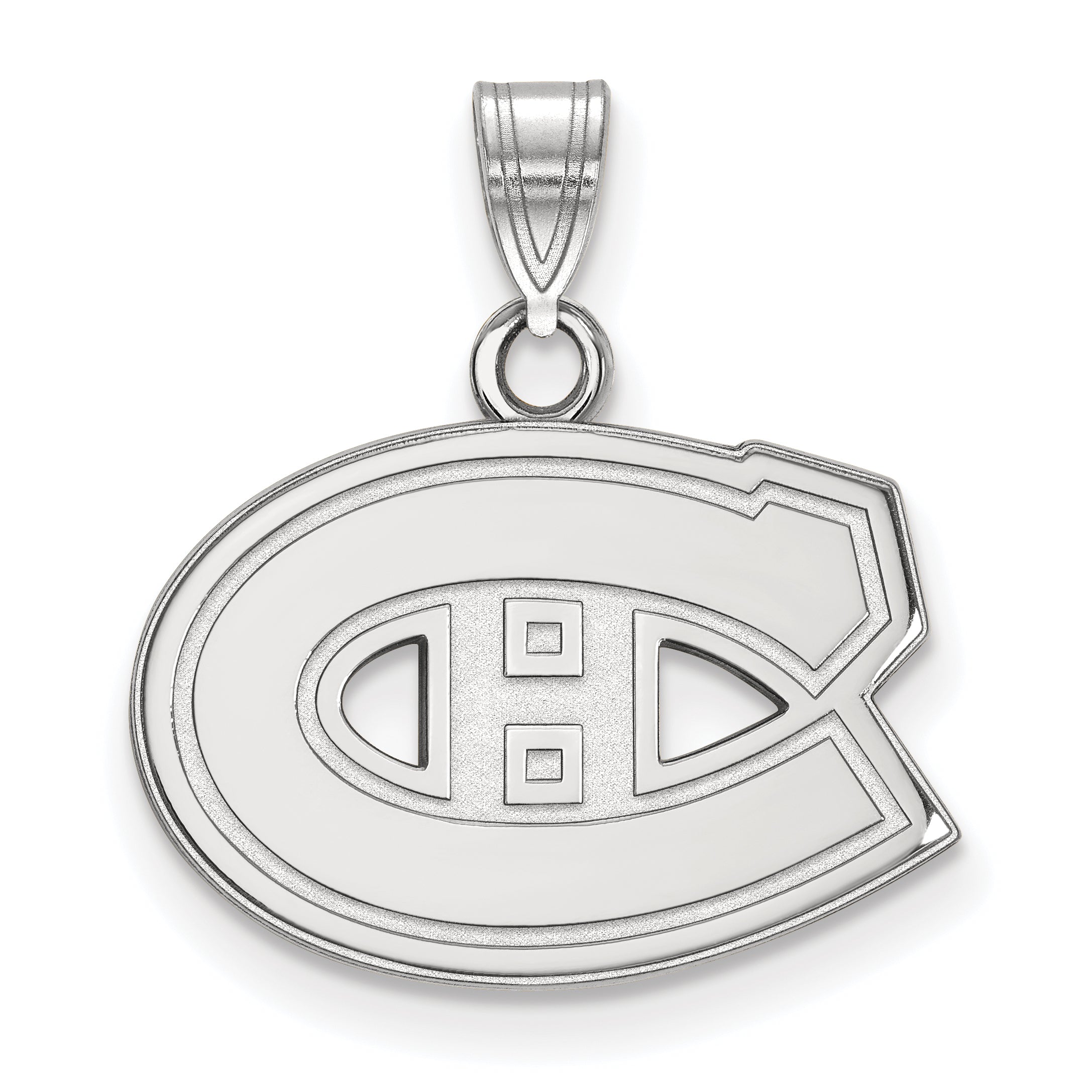 Sterling Silver Rhodium Plated Nhl Logoart Montreal Canadiens Small Pendant