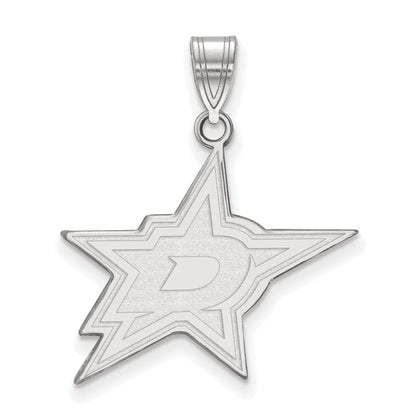 Sterling Silver Rhodium Plated Nhl Logoart Dallas Stars Large Pendant