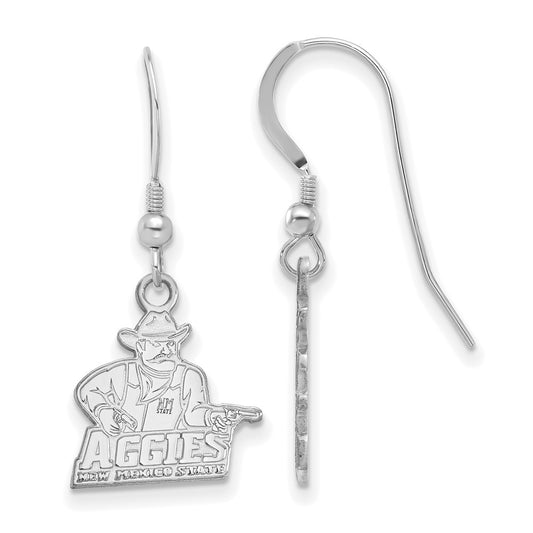 Sterling Silver Rhodium Plated Logoart New Mexico State University Aggies Small Dangle Wire Earrings