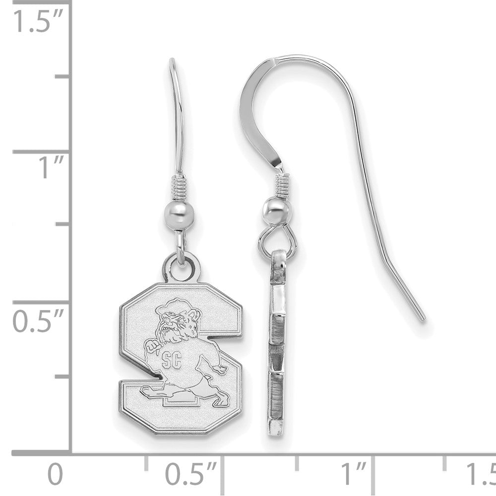 Sterling Silver Rhodium Plated Logoart South Carolina State University Small Dangle Wire Earrings