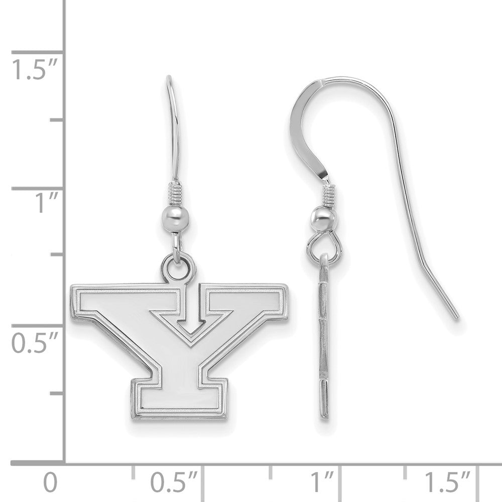 Sterling Silver Rhodium Plated Logoart Youngstown State University Letter Y Small Dangle Wire Earrings
