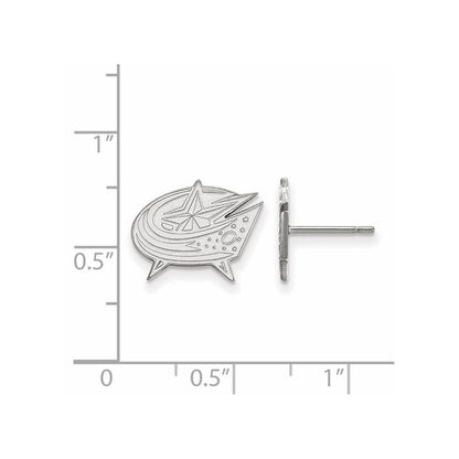 10K White Gold Nhl Logoart Columbus Blue Jackets Small Post Earrings