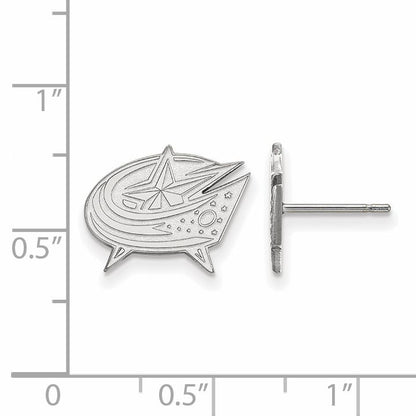 Sterling Silver Rhodium Plated Nhl Logoart Columbus Blue Jackets Small Post Earrings